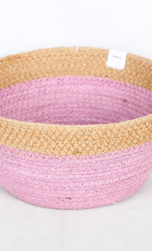 Cuenco de yute bicolor rosa