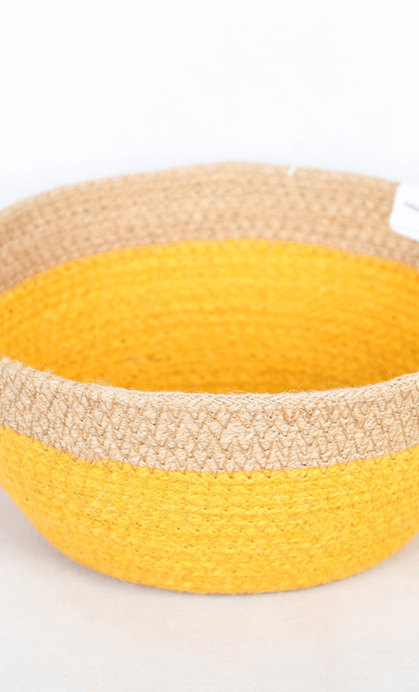 Cuenco de yute bicolor amarillo